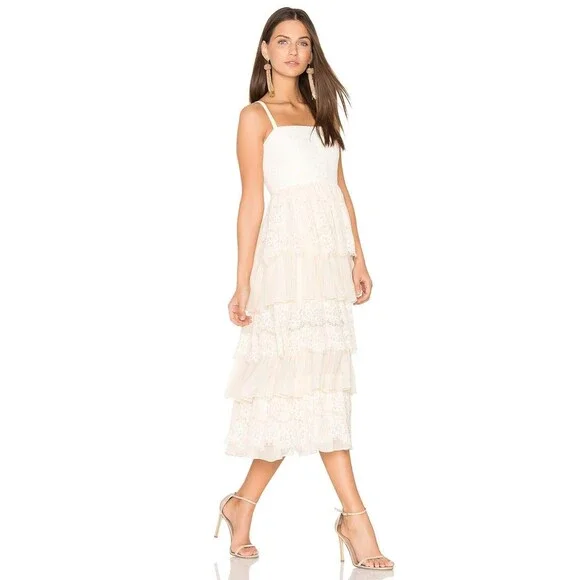 NWT Alice McCall Romantic Tiered Lace Midi Wedding Dress - Picture 2 of 3